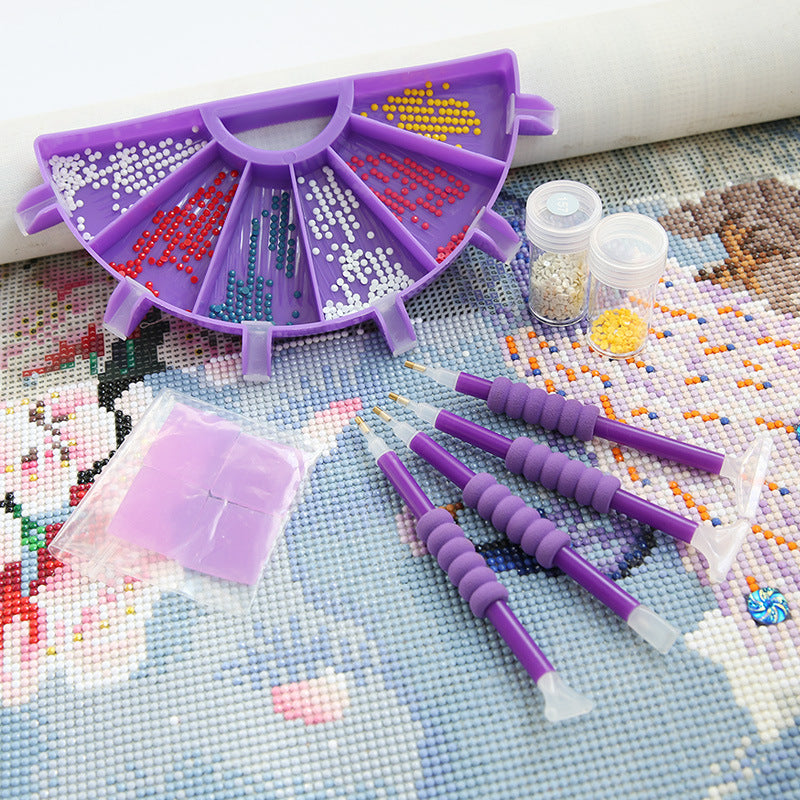 Diamond Painting Zubehör Set - halbrundes Schiffchen mit 6 Fächern
