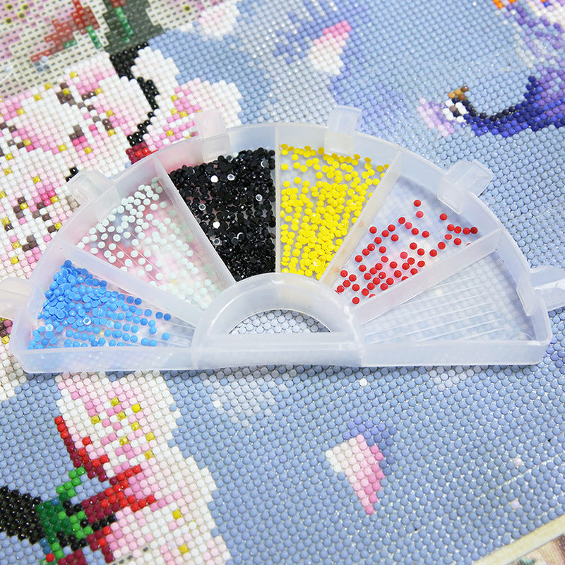 Diamond Painting Zubehör Set - halbrundes Schiffchen mit 6 Fächern
