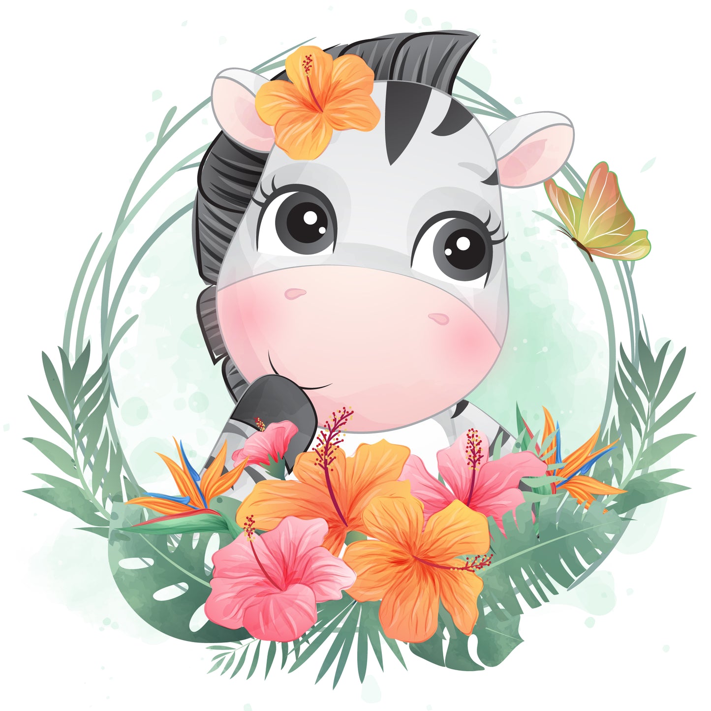 Wilde Zootiere mit Blumenkranz DIY Diamond Painting Glitzersteinlimoolerei - Mehrere Motive zur Auswahl
