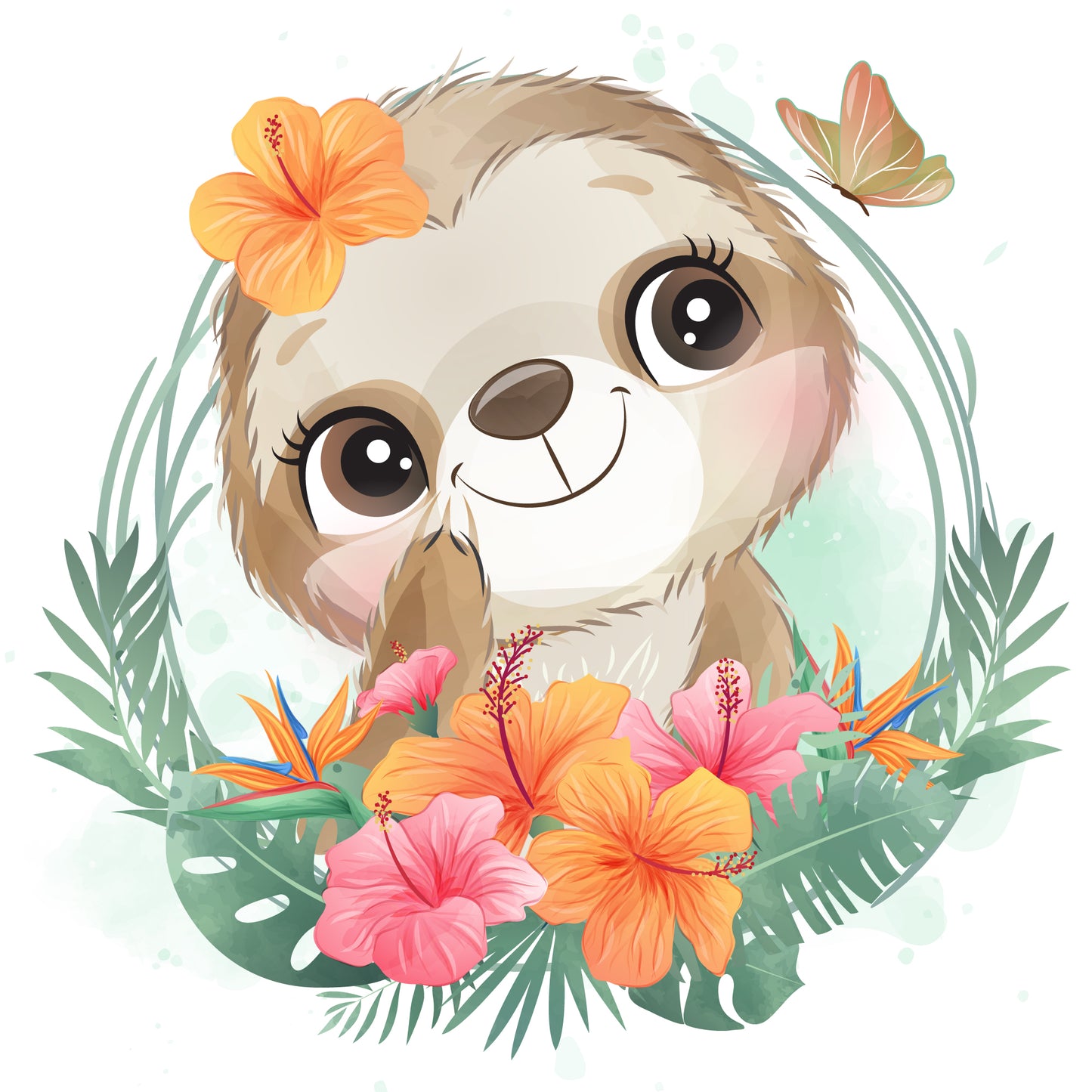 Wilde Zootiere mit Blumenkranz DIY Diamond Painting Glitzersteinlimoolerei - Mehrere Motive zur Auswahl