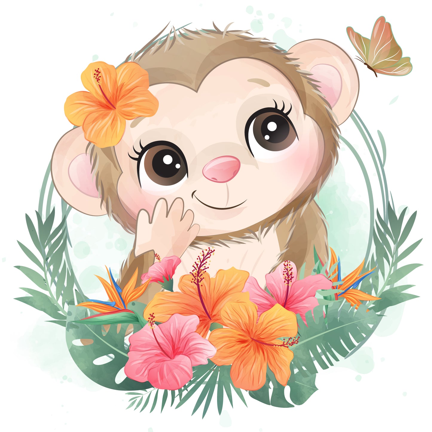 Wilde Zootiere mit Blumenkranz DIY Diamond Painting Glitzersteinlimoolerei - Mehrere Motive zur Auswahl