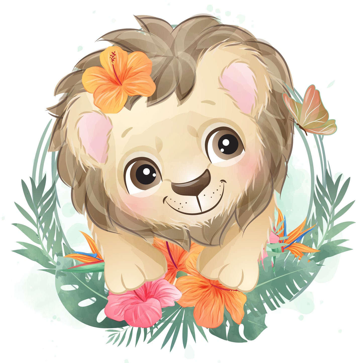 Wilde Zootiere mit Blumenkranz DIY Diamond Painting Glitzersteinlimoolerei - Mehrere Motive zur Auswahl