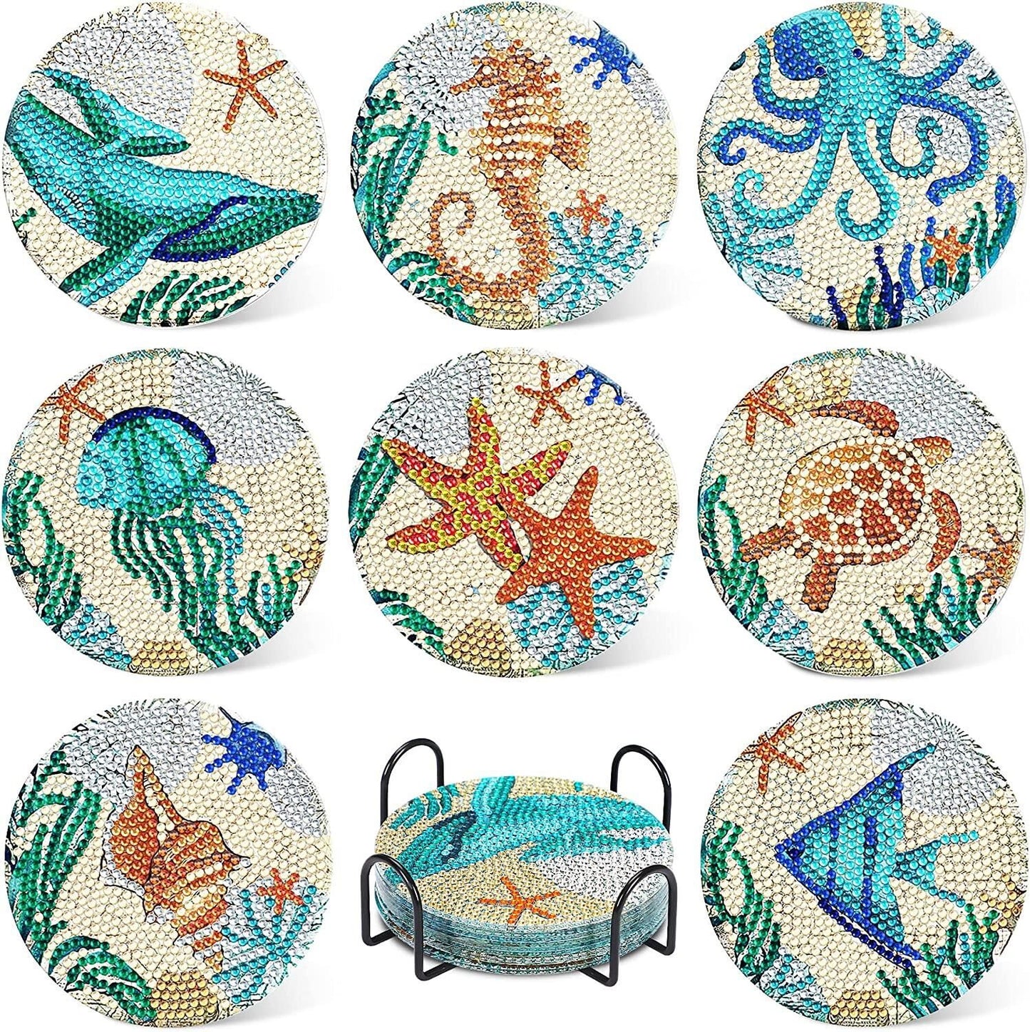 Diamond Painting Untersetzer mit Halter - 58 verschiedene Sets zur Auswahl