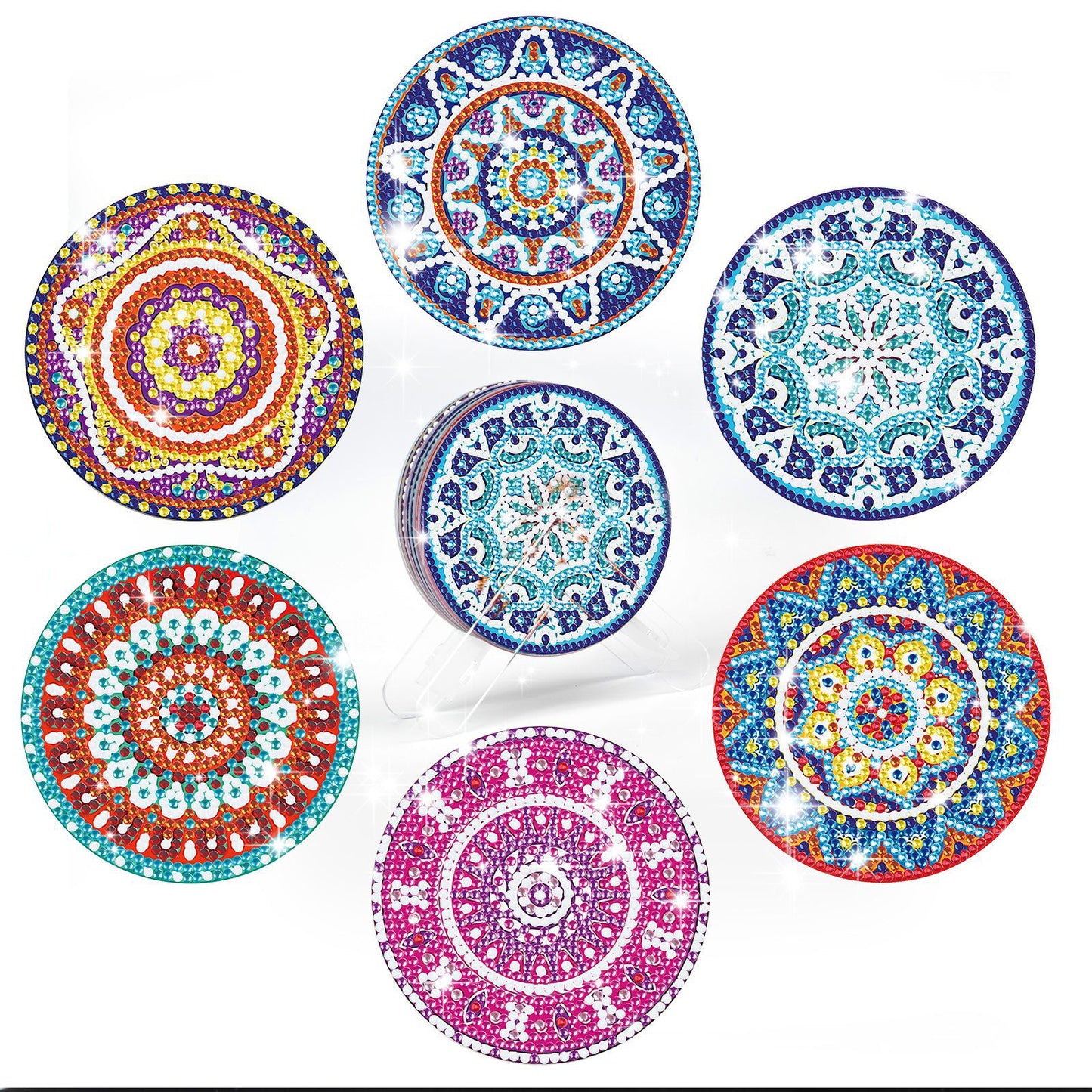Diamond Painting Untersetzer mit Halter - 58 verschiedene Sets zur Auswahl