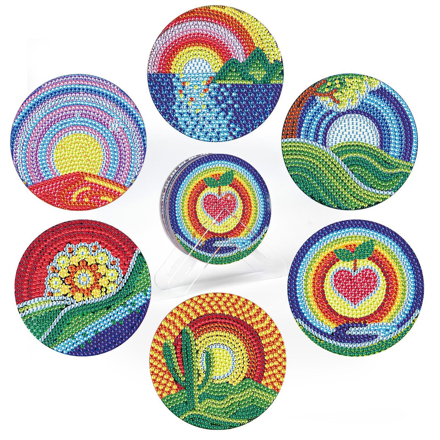 Diamond Painting Untersetzer mit Halter - 58 verschiedene Sets zur Auswahl