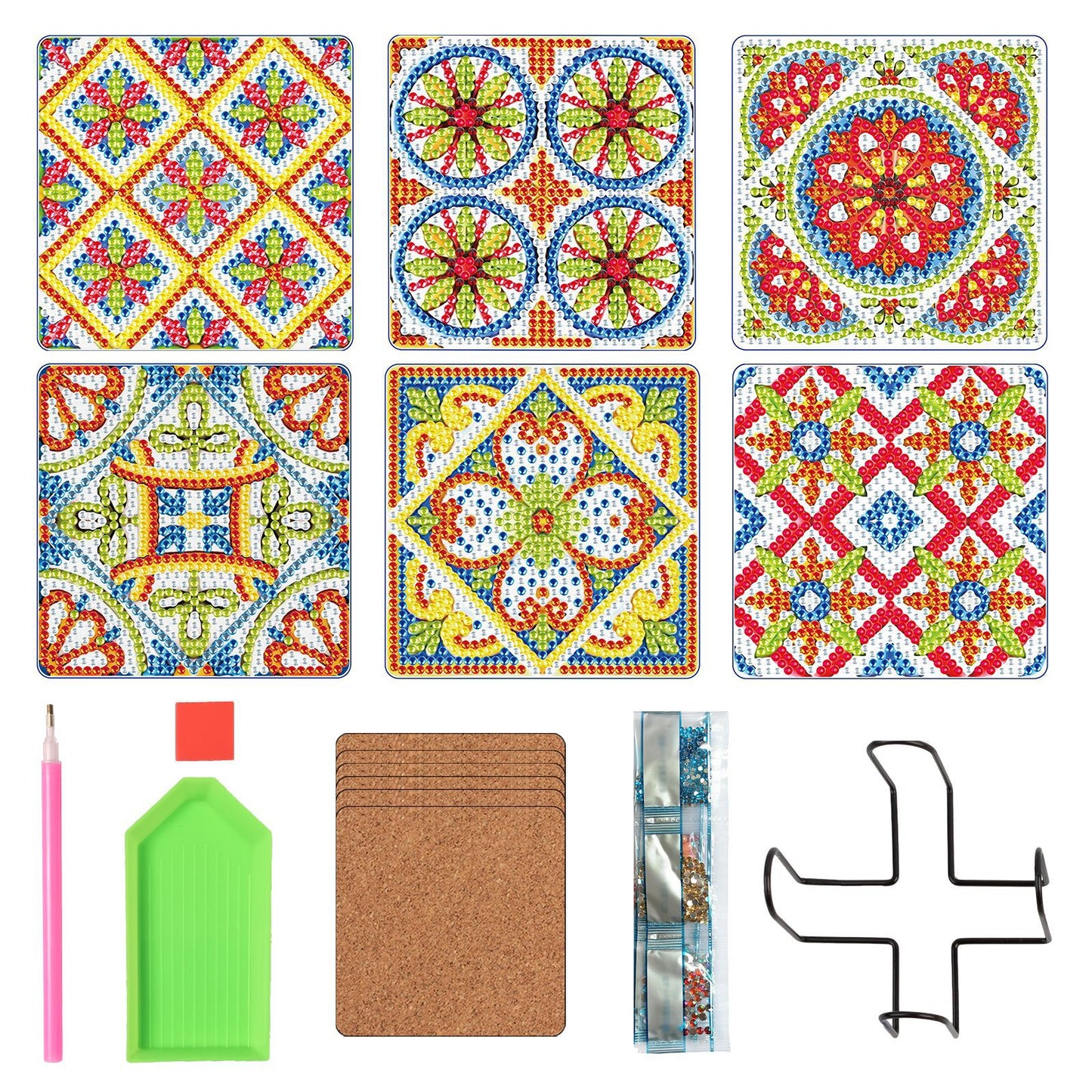 Diamond Painting Untersetzer mit Halter - 58 verschiedene Sets zur Auswahl