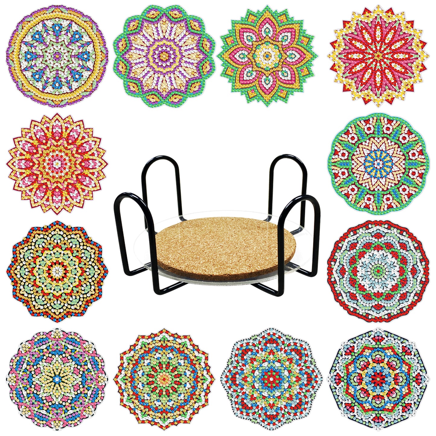 Diamond Painting Untersetzer mit Halter - 58 verschiedene Sets zur Auswahl