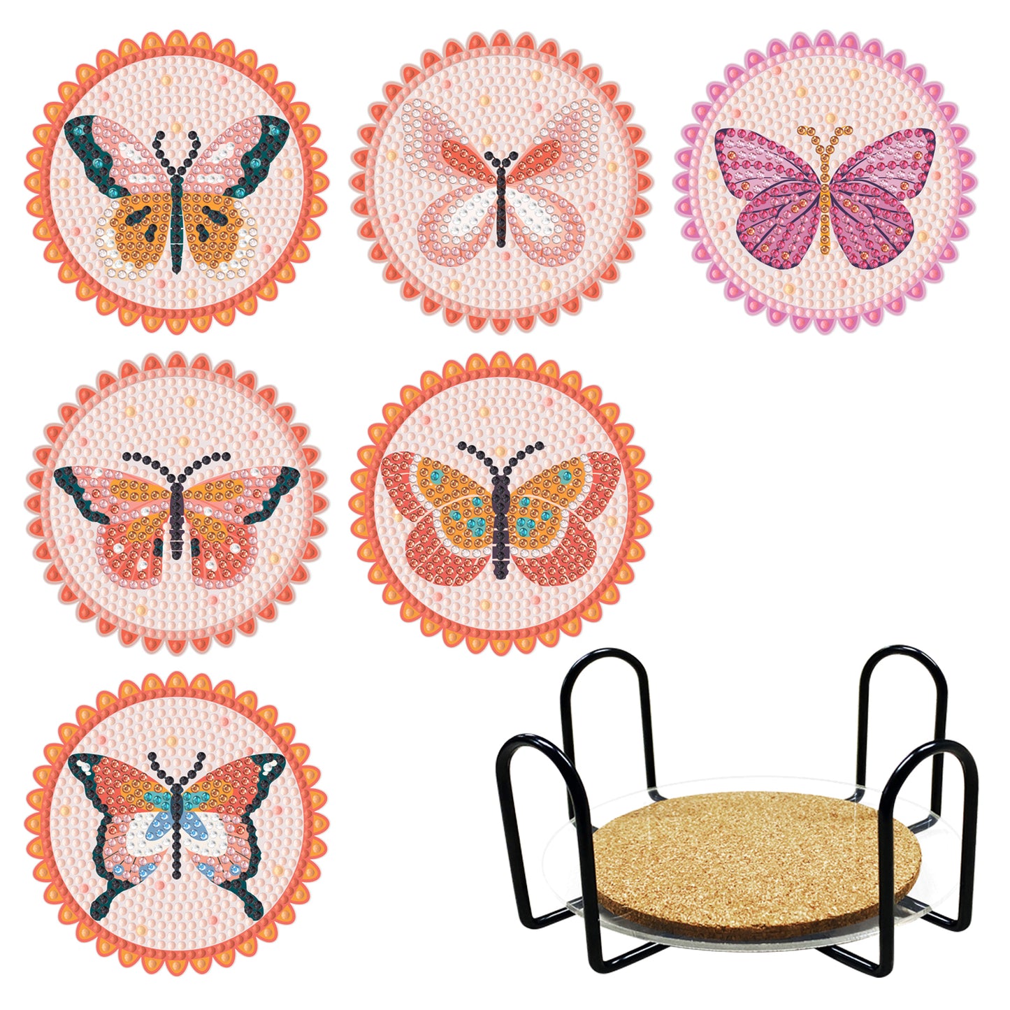 Diamond Painting Untersetzer mit Halter - 58 verschiedene Sets zur Auswahl