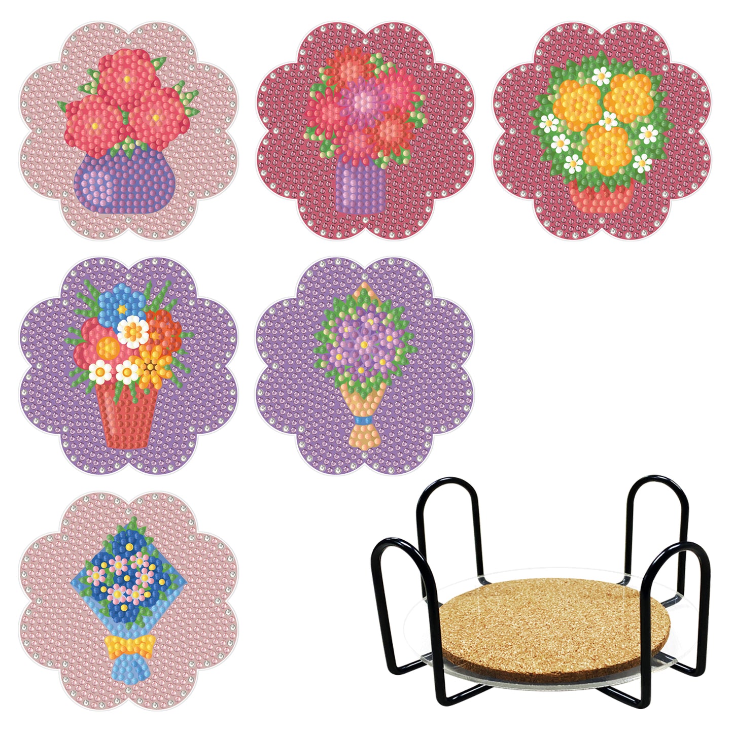 Diamond Painting Untersetzer mit Halter - 58 verschiedene Sets zur Auswahl