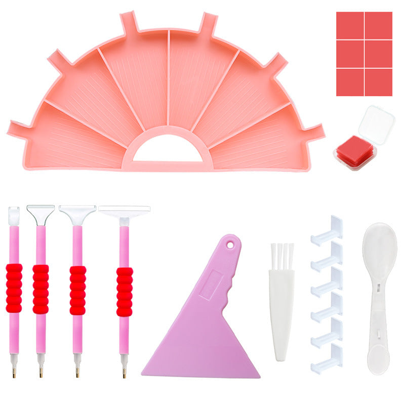 Diamond Painting Zubehör Set - halbrundes Schiffchen mit 6 Fächern