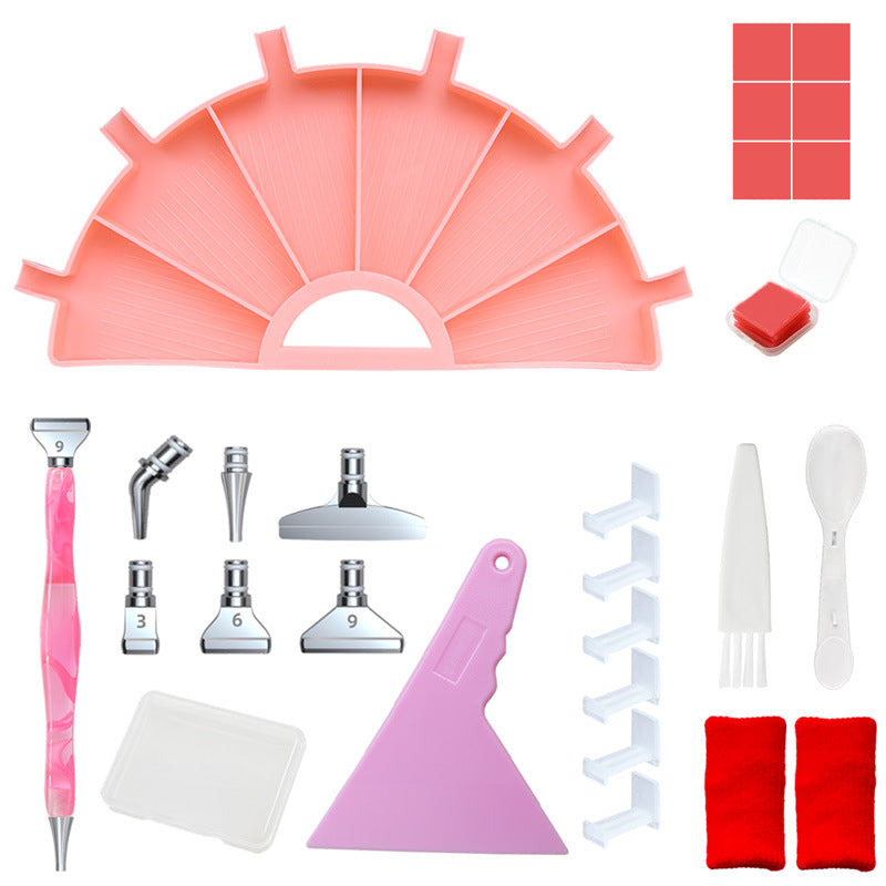 Diamond Painting Zubehör Set - halbrundes Schiffchen mit 6 Fächern