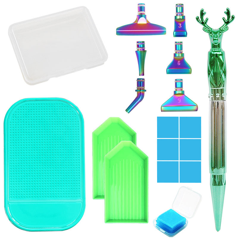 Diamond Painting Stift mit Hirschkopf und diversem Zubehör Sets