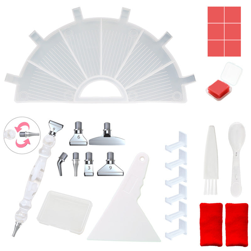 Diamond Painting Zubehör Set - halbrundes Schiffchen mit 6 Fächern