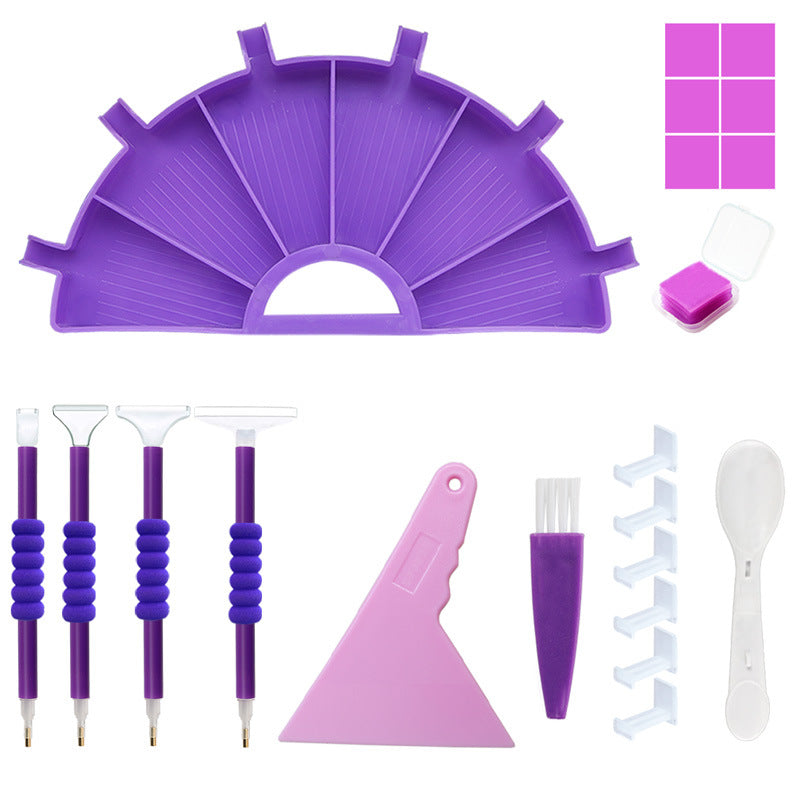 Diamond Painting Zubehör Set - halbrundes Schiffchen mit 6 Fächern
