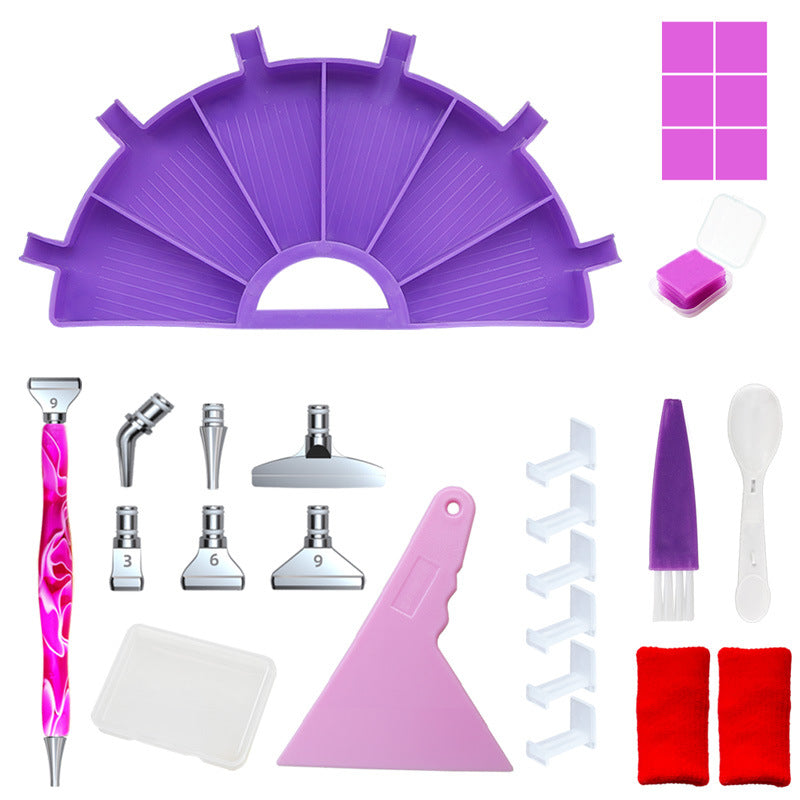 Diamond Painting Zubehör Set - halbrundes Schiffchen mit 6 Fächern
