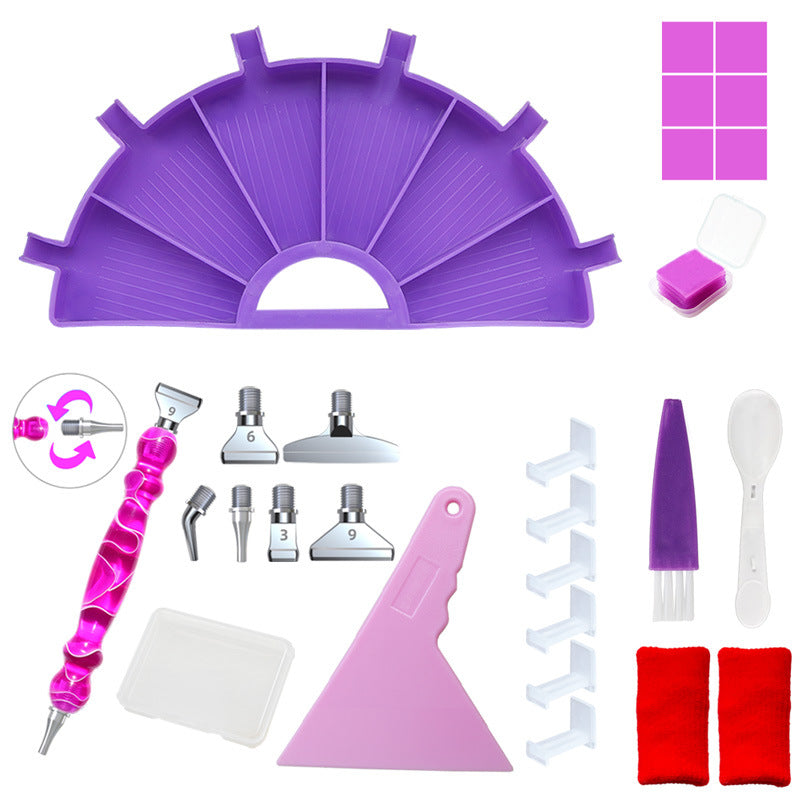 Diamond Painting Zubehör Set - halbrundes Schiffchen mit 6 Fächern