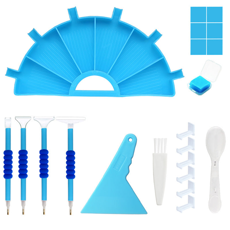 Diamond Painting Zubehör Set - halbrundes Schiffchen mit 6 Fächern