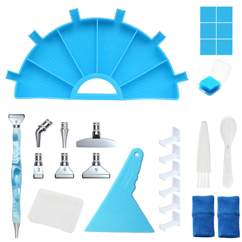 Diamond Painting Zubehör Set - halbrundes Schiffchen mit 6 Fächern