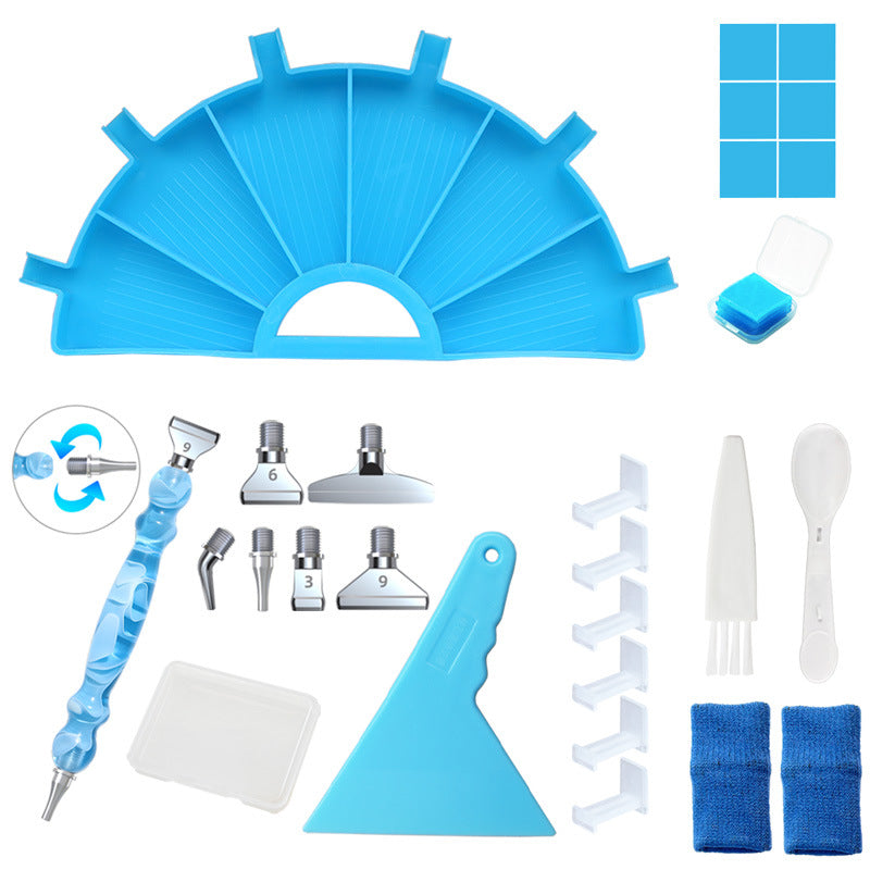 Diamond Painting Zubehör Set - halbrundes Schiffchen mit 6 Fächern