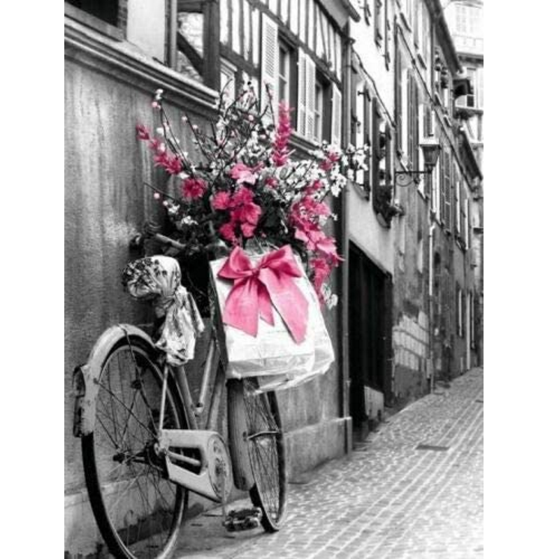Fahrrad schwarz-pink DIY Diamond Painting mit runden oder eckigen Steinli