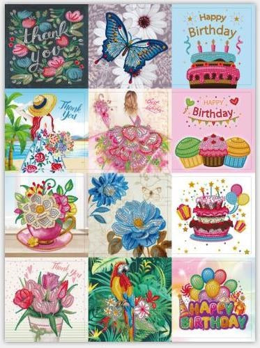 DIY Diamond Painting Grusskarten 15x15xm | 12er Set inkl. Umschläge