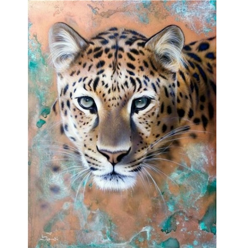 Leopard DIY Diamond Painting mit runden oder eckigen Steinli