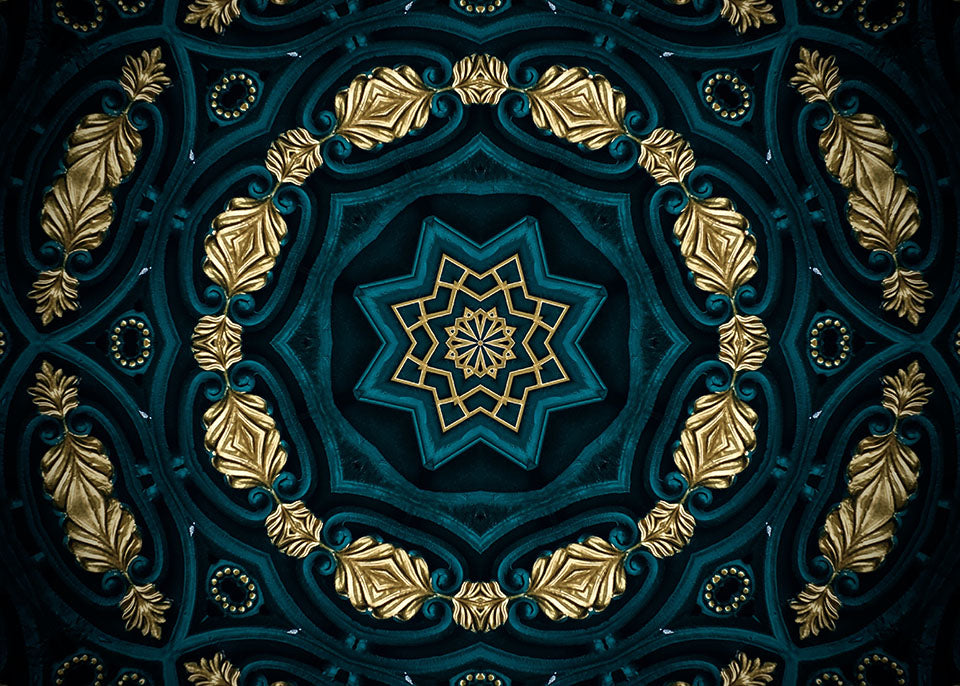Mandala Rosette in Blau und Gold DIY Diamond Painting exclusive edited by MiJa