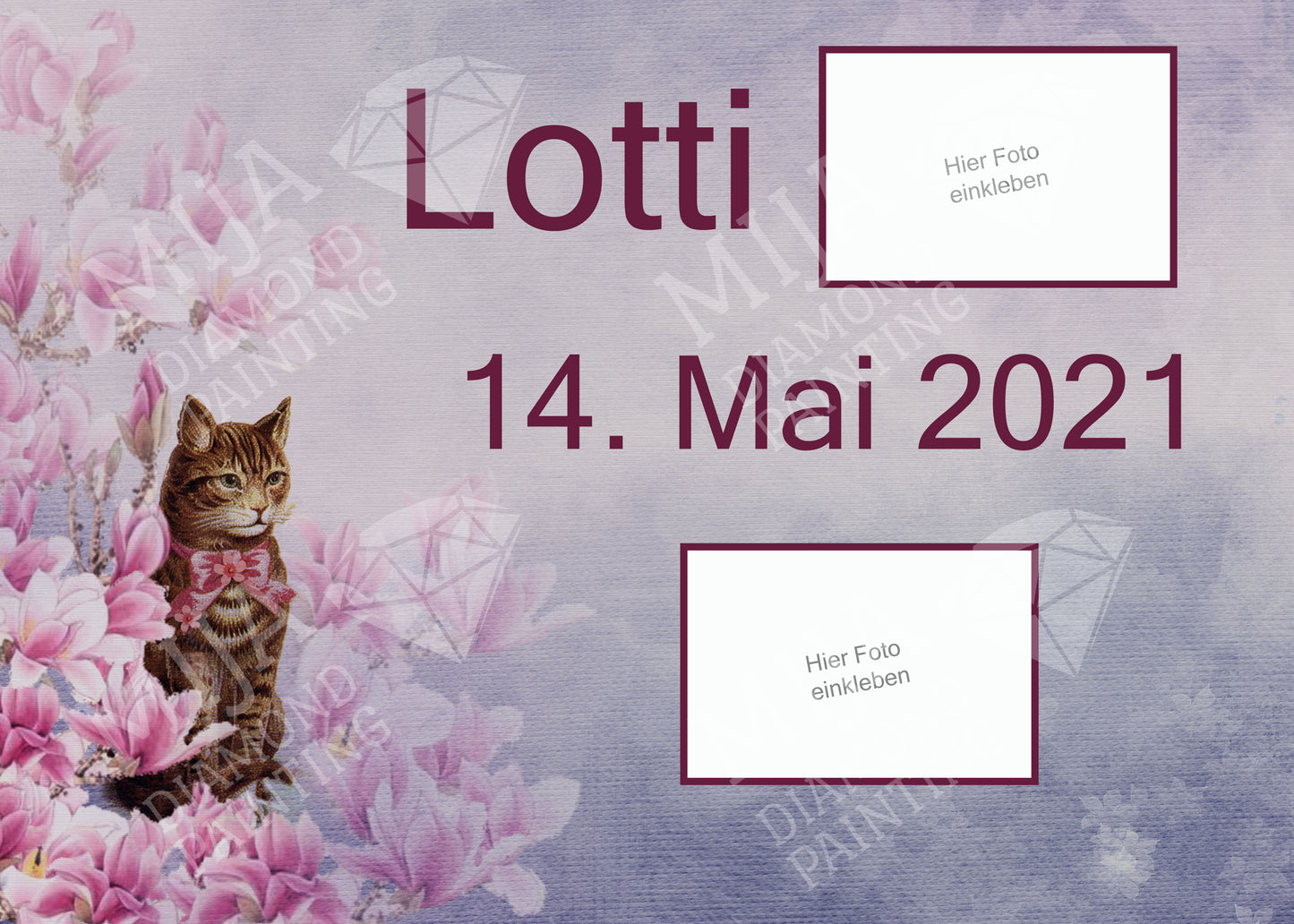 Personalisiertes Diamond Painting meine Lieblingskatze mit Platz für zwei Fotos