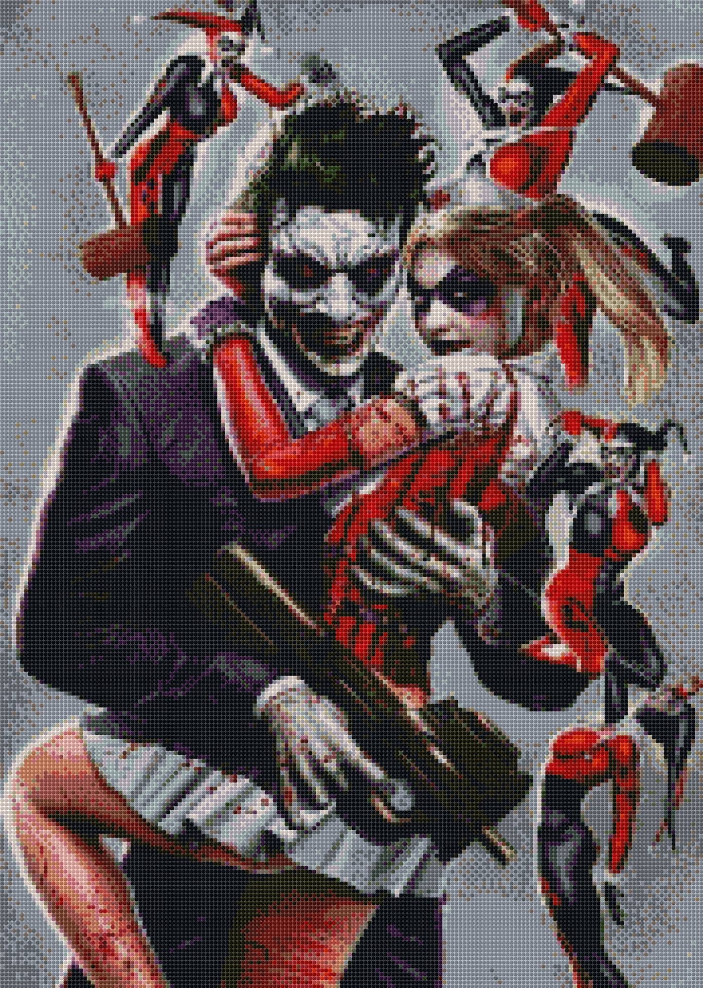 Joker mit Harley Quinn DIY Diamond Painting mit runden oder eckigen Steinli
