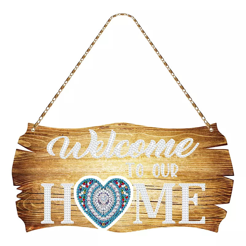 Diamond Painting Türschild "Welcome to our Home" zum Aufhängen