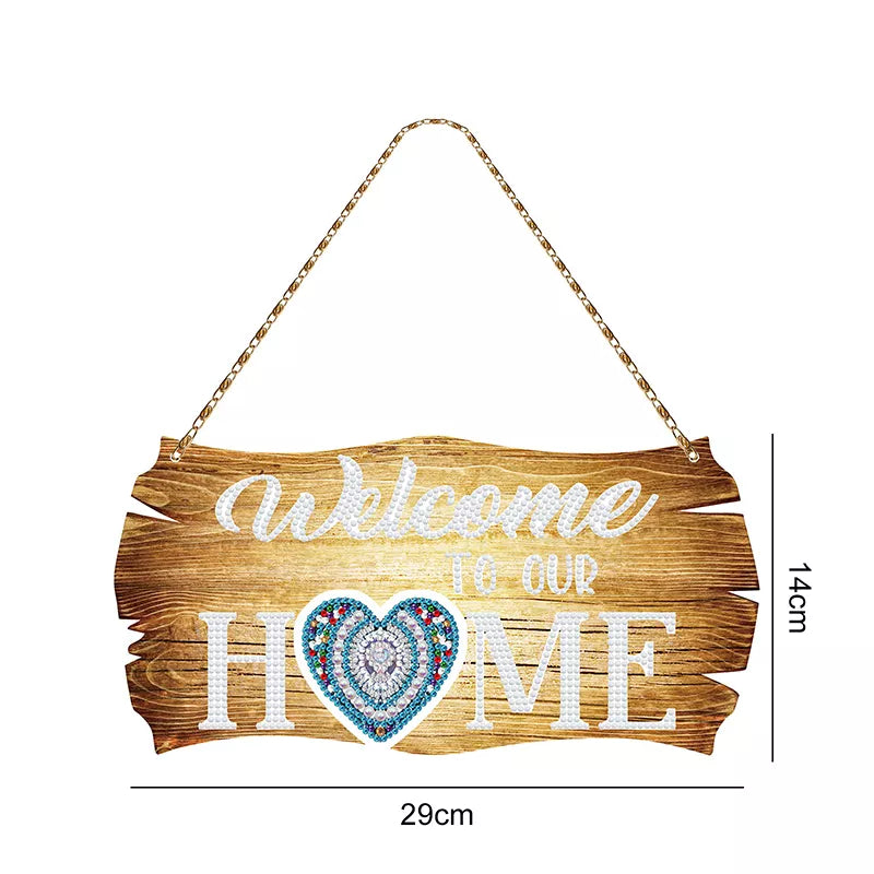 Diamond Painting Türschild "Welcome to our Home" zum Aufhängen