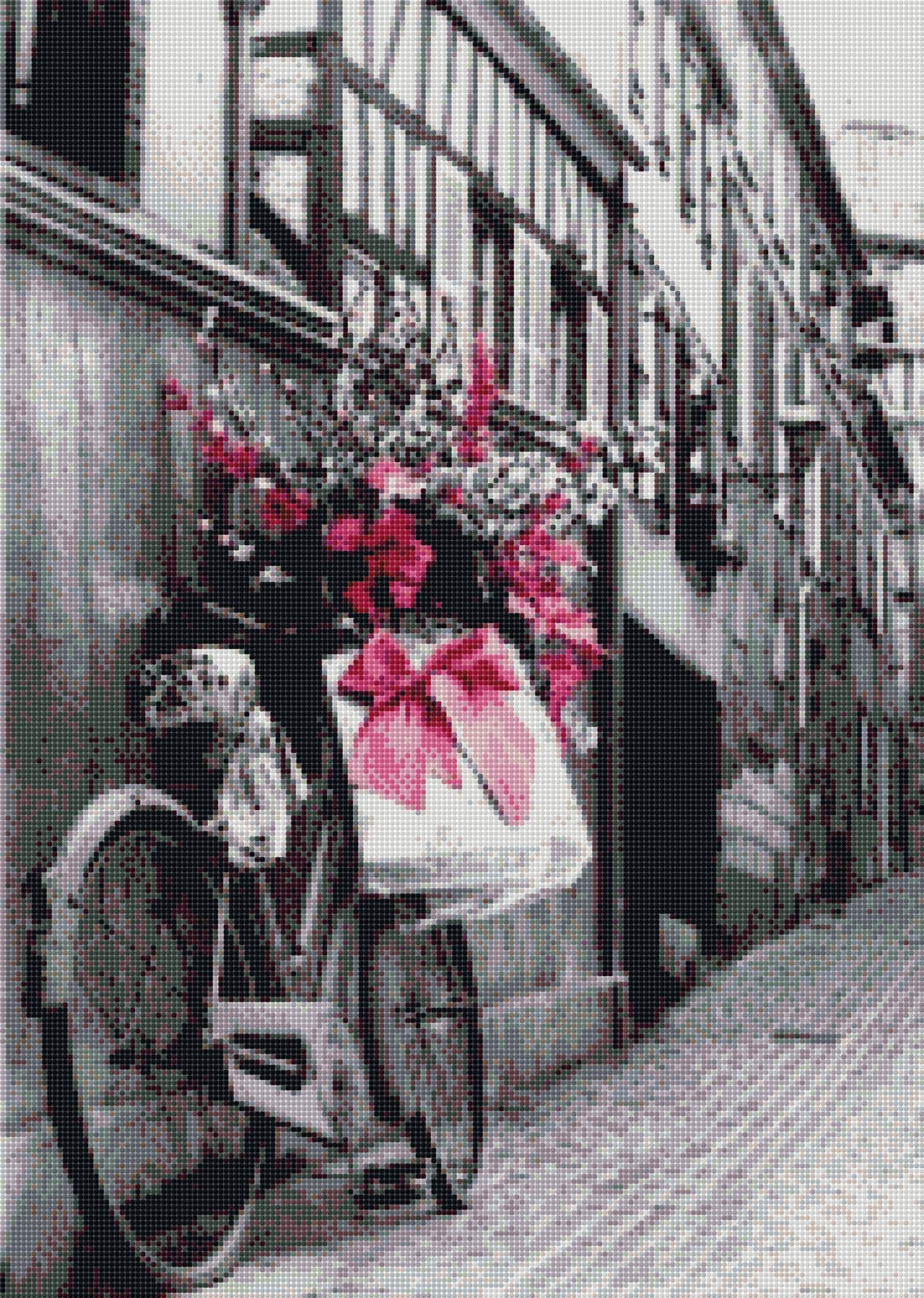 Fahrrad schwarz-pink DIY Diamond Painting mit runden oder eckigen Steinli