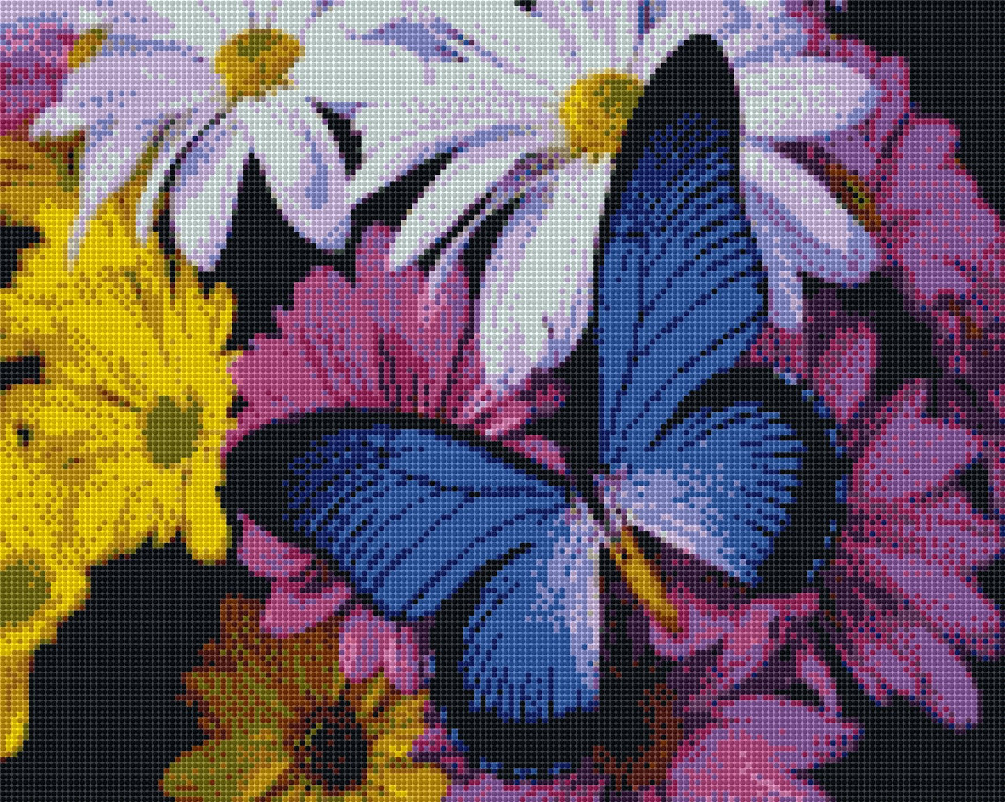 Blauer Schmetterling DIY Diamond Painting mit runden oder eckigen Steinli