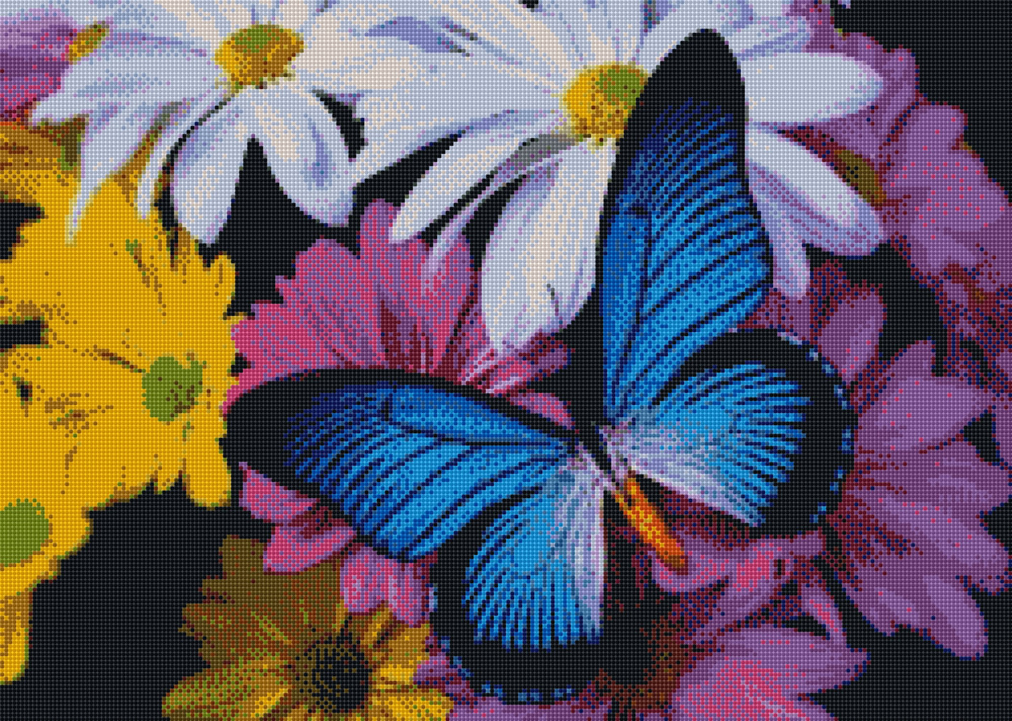 Blauer Schmetterling DIY Diamond Painting mit runden oder eckigen Steinli