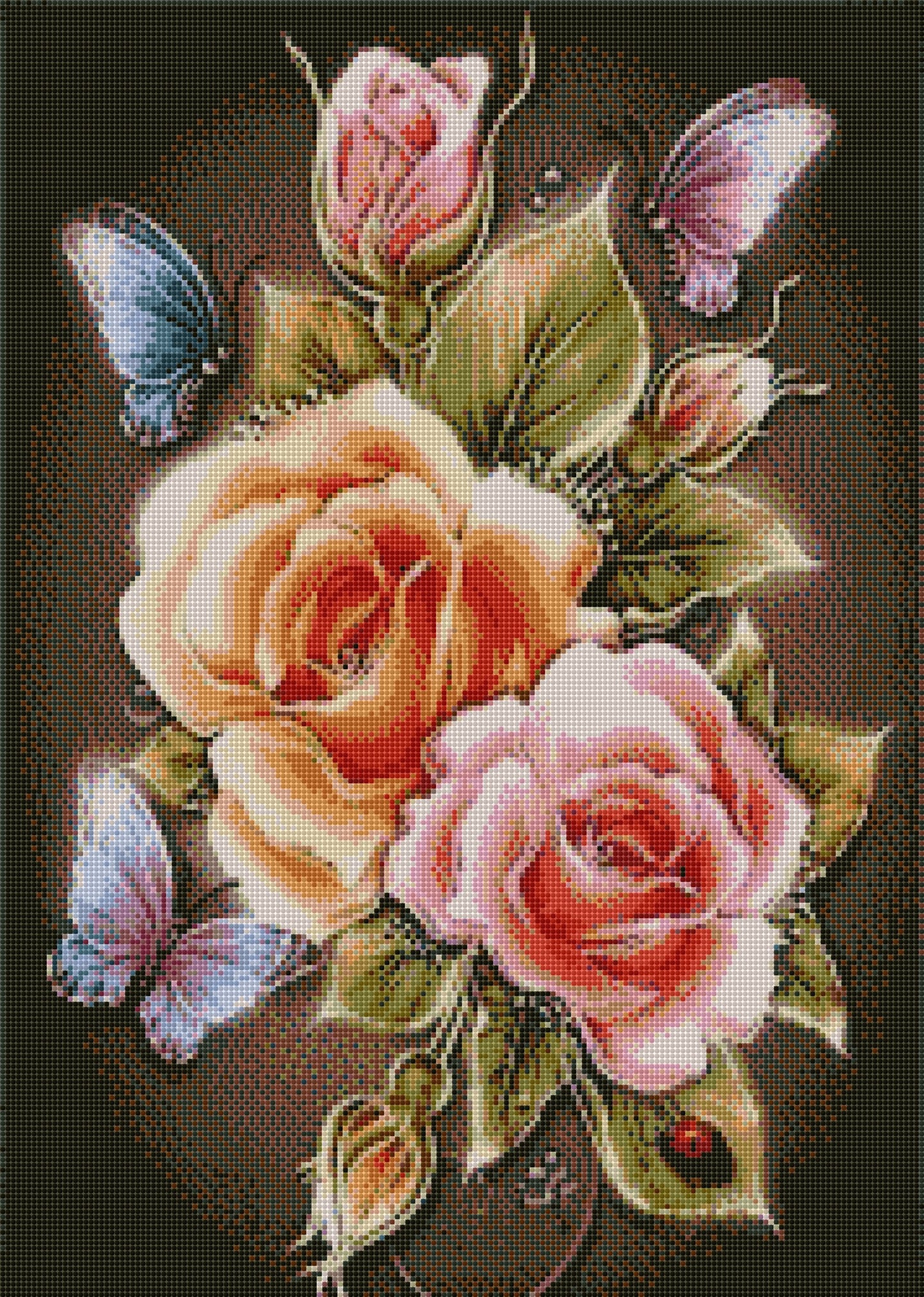 Blumen und Schmetterlinge DIY Diamond Painting mit runden oder eckigen Steinli