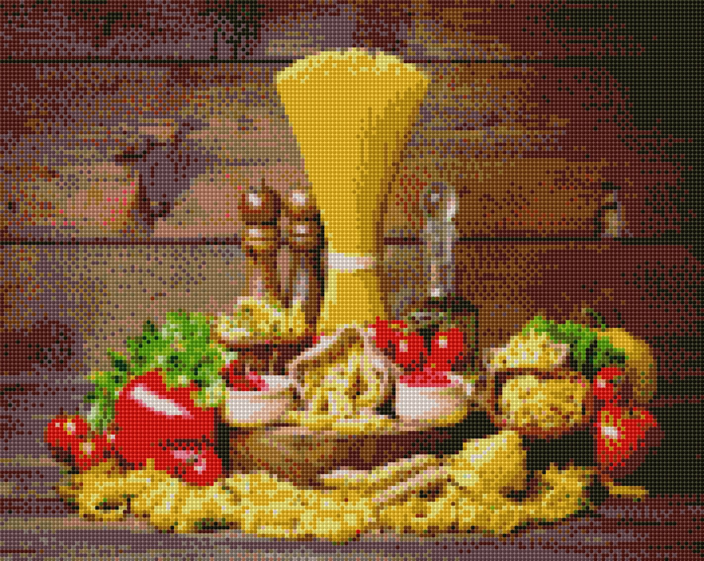 Pasta Nudeln DIY Diamond Painting mit runden oder eckigen Steinli