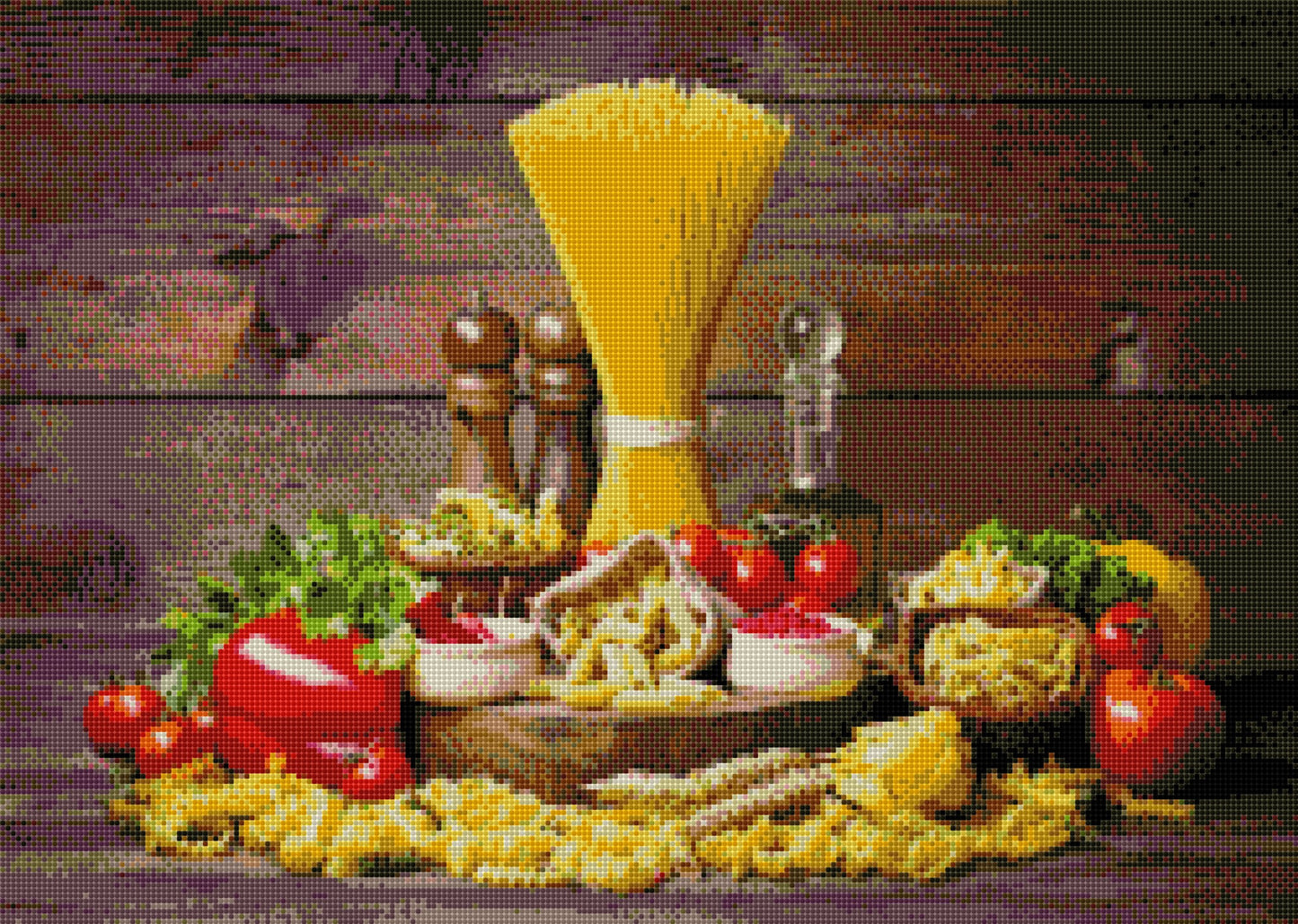 Pasta Nudeln DIY Diamond Painting mit runden oder eckigen Steinli