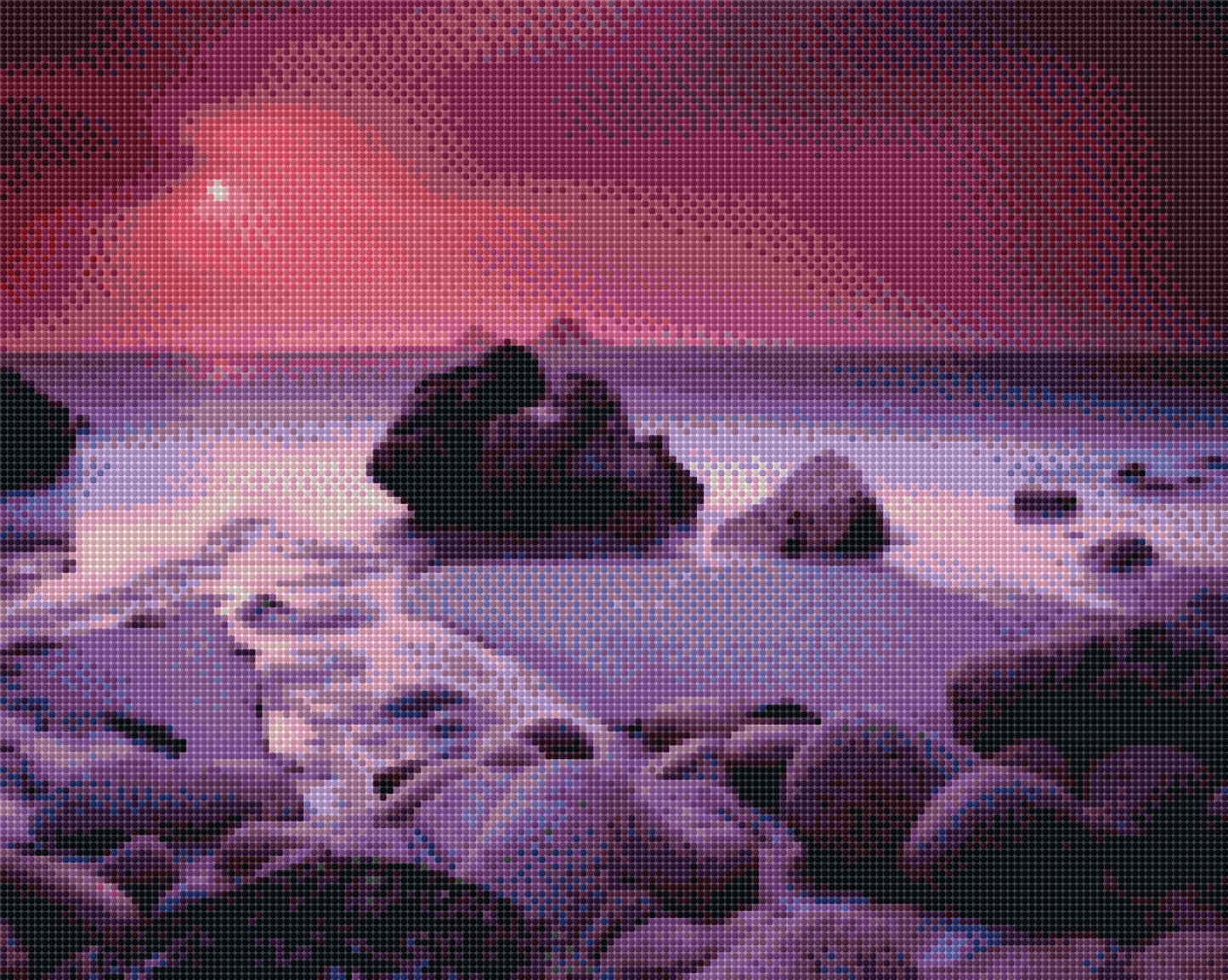 Sonnenuntergang am Strand DIY Diamond Painting mit runden oder eckigen Steinli