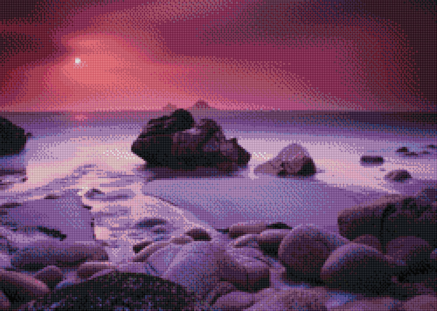 Sonnenuntergang am Strand DIY Diamond Painting mit runden oder eckigen Steinli