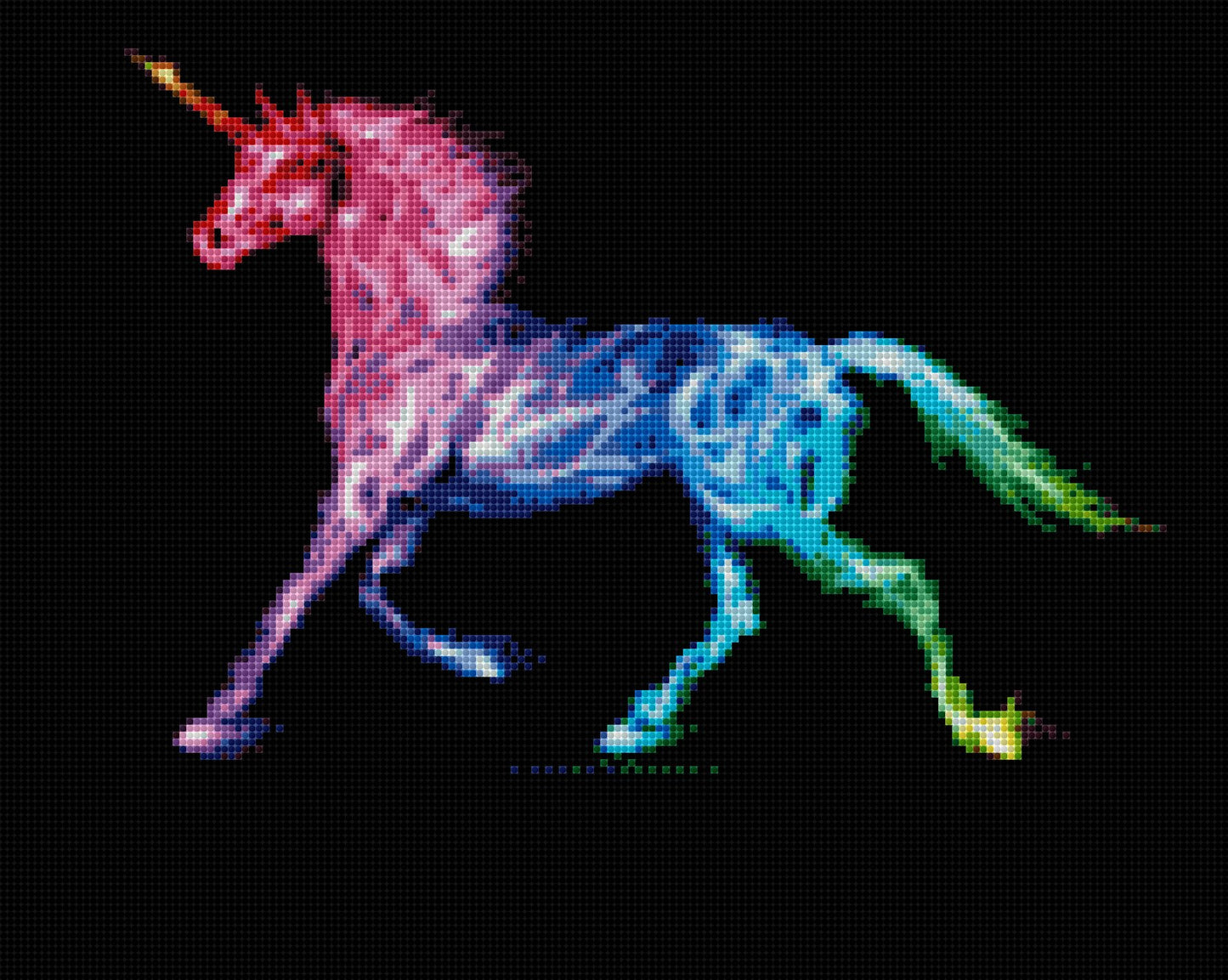 Regenbogeneinhorn DIY Diamond Painting mit runden oder eckigen Steinli