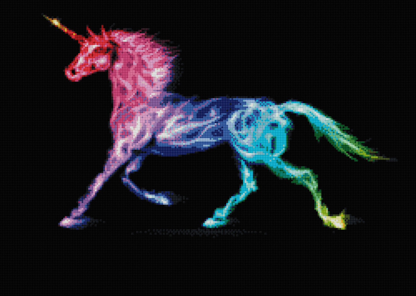 Regenbogeneinhorn DIY Diamond Painting mit runden oder eckigen Steinli