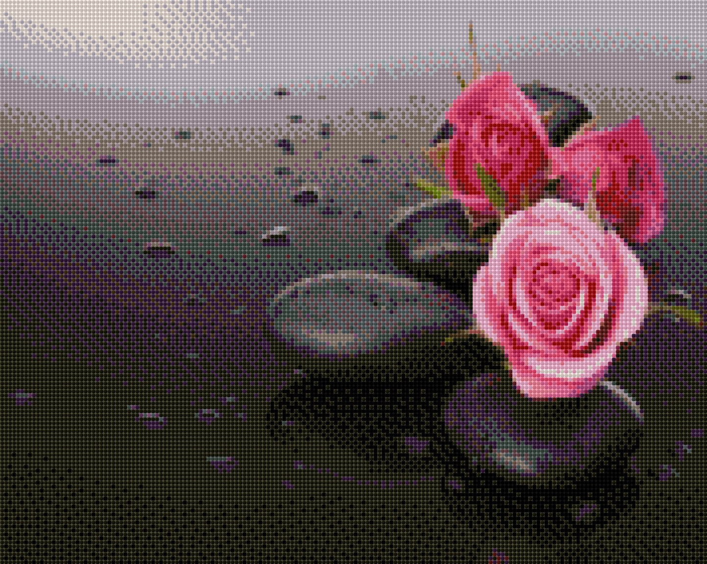 Steine und Rosen DIY Diamond Painting mit runden oder eckigen Steinli