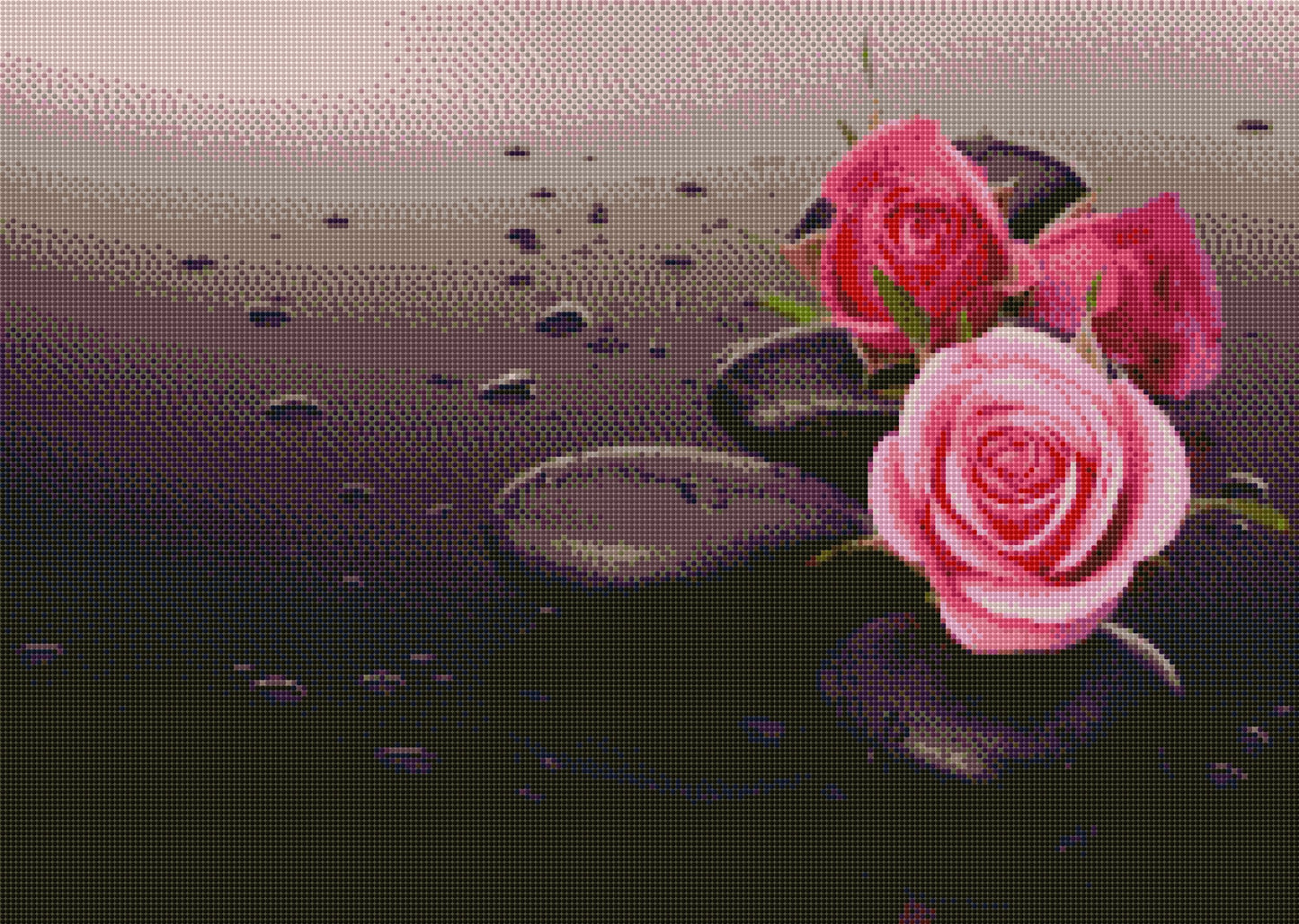 Steine und Rosen DIY Diamond Painting mit runden oder eckigen Steinli