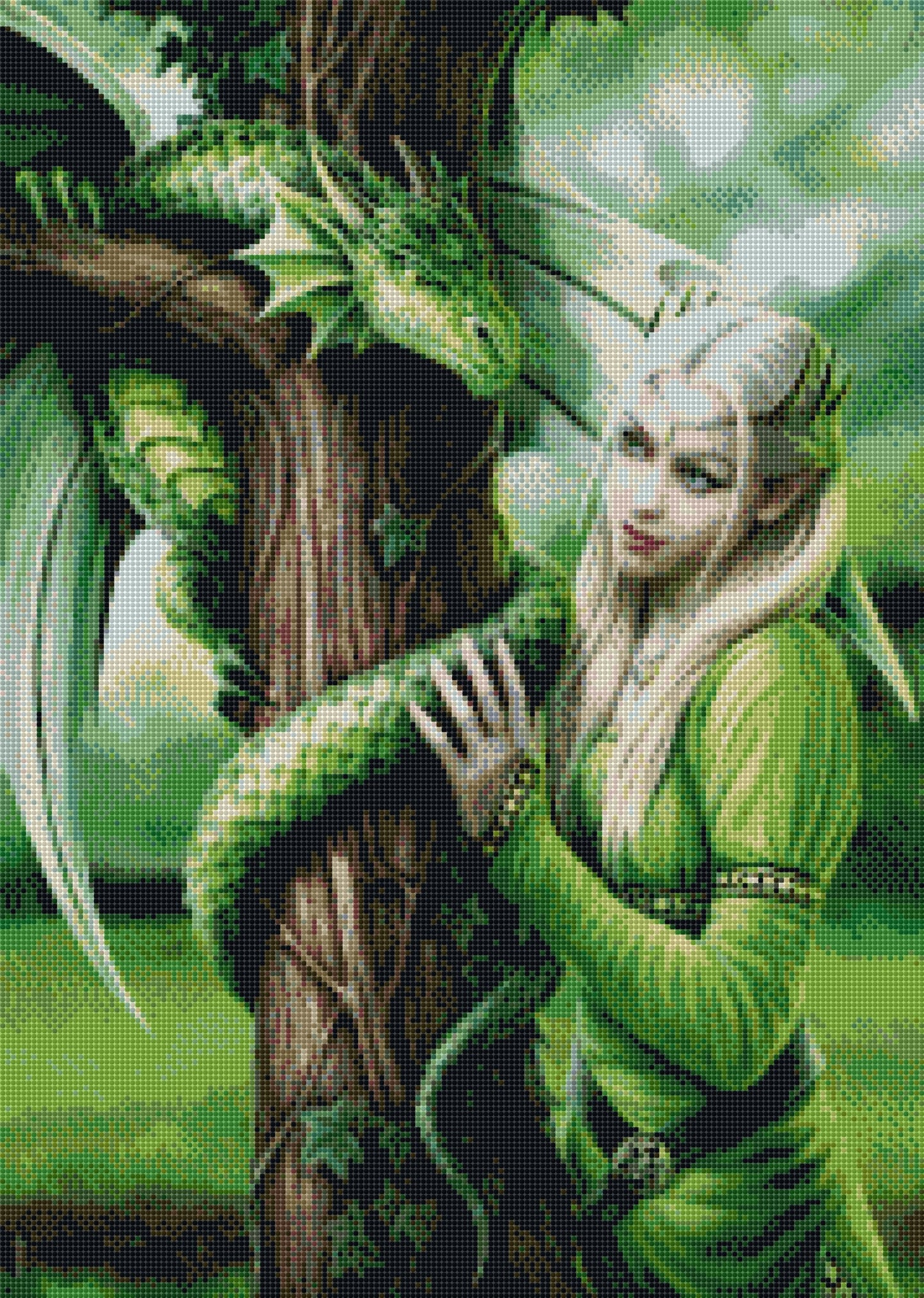 Drachenmädchen DIY Diamond Painting mit runden oder eckigen Steinli