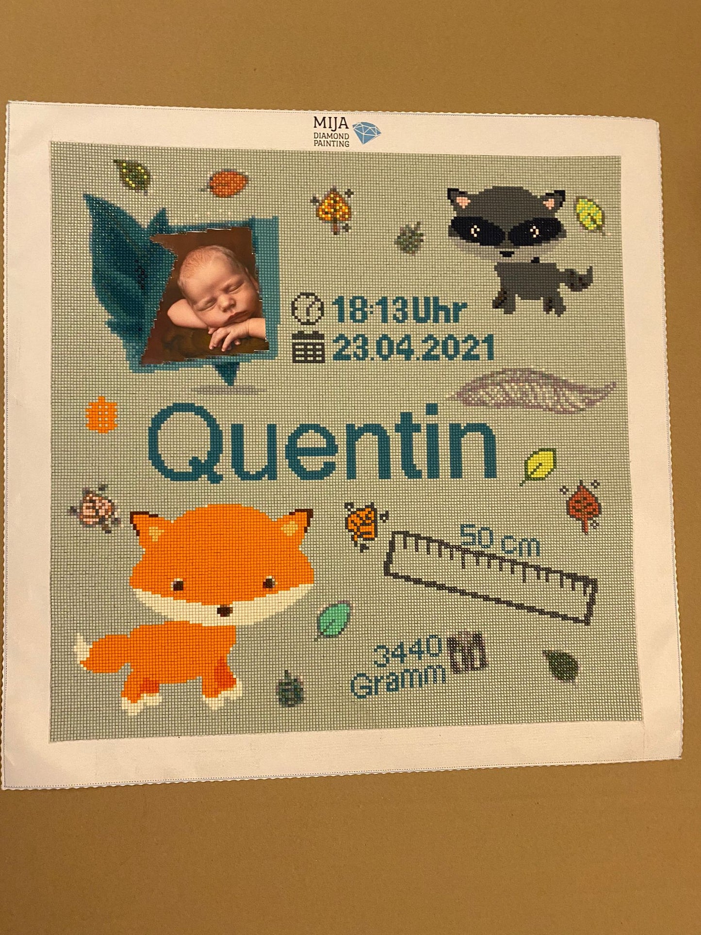 Personalisiertes Diamond Painting Waldtiere als Geschenk zur Taufe oder Geburt