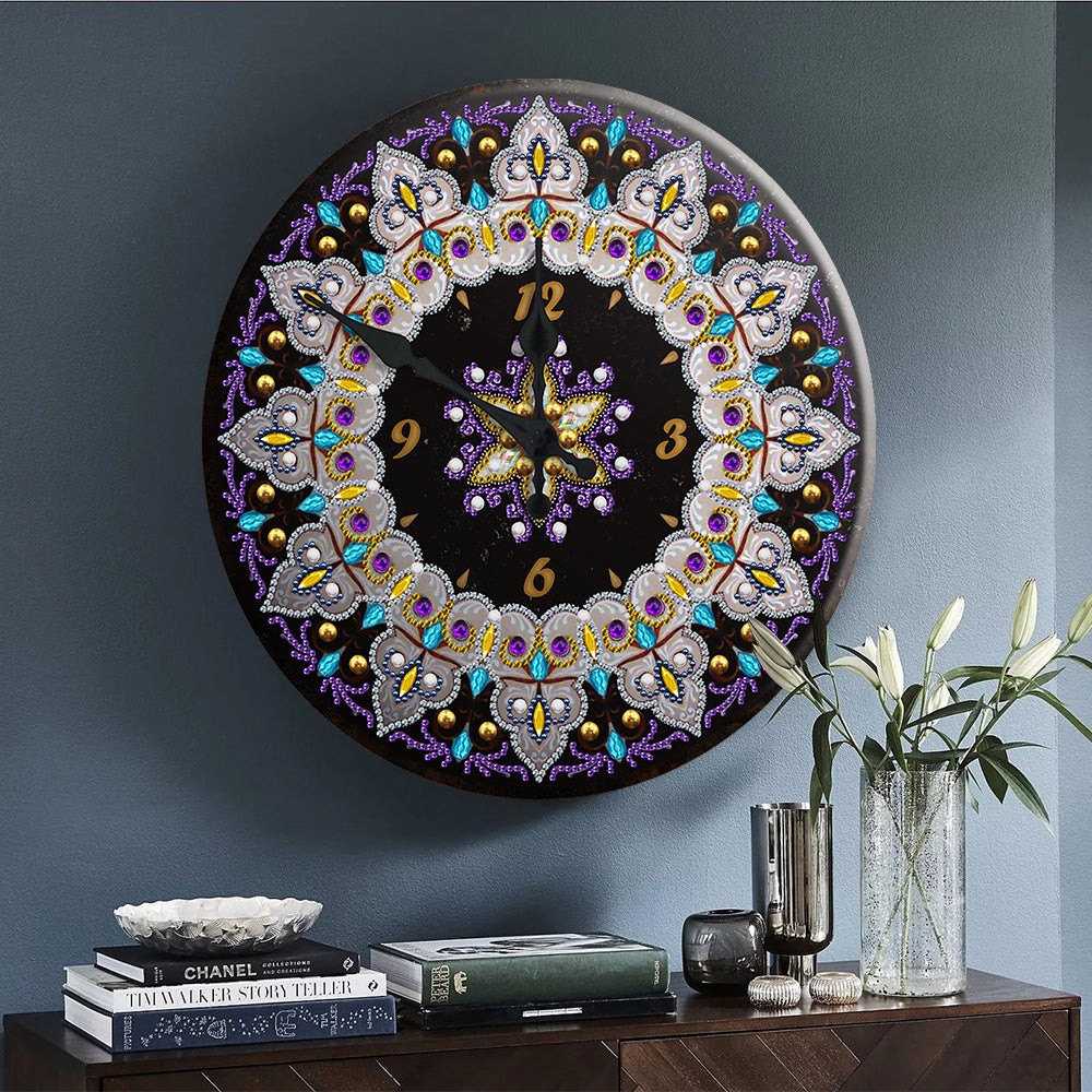 Diamond Painting Wanduhr Dekoration aus Metall - Mehrere Motive zur Auswahl