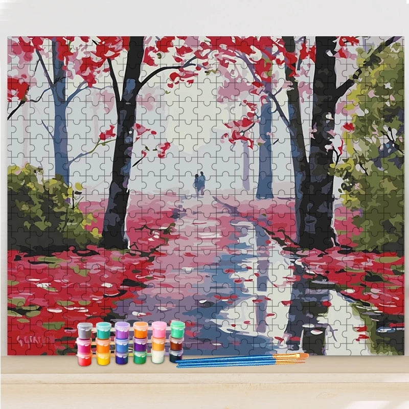 Allee Puzzle Painting - DIY Malen nach Zahlen Puzzle