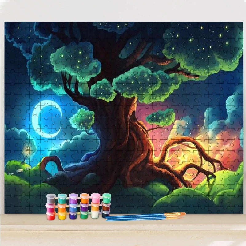 Baum Puzzle Painting - DIY Malen nach Zahlen Puzzle