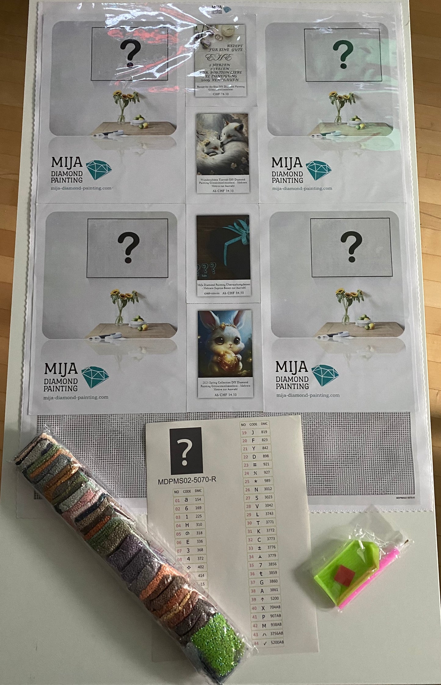 Mystery DIY Diamond Painting mit Seidenleinwand, Poured Glue Kleber und Steinli