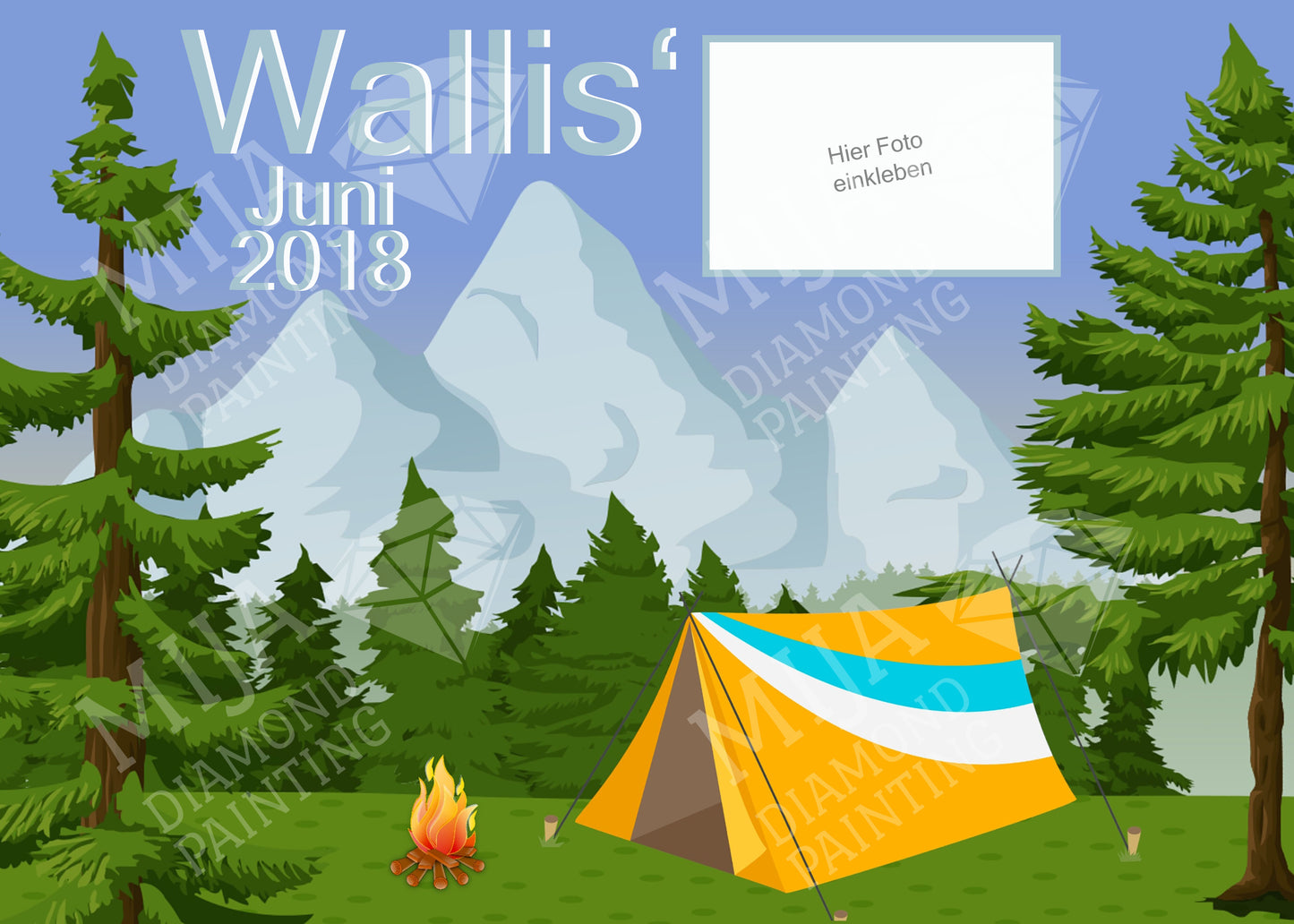 Personalisiertes Diamond Painting Camping im Wallis mit Platz für ein Erinnerungsfoto